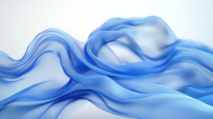 Obraz premium Flowing blue fabric, elegant waves, sheer textile.
