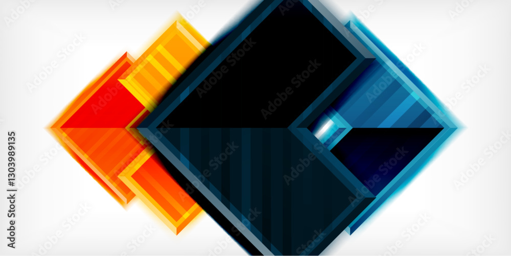 Poster Arrow symbols created with 3d effects and line texture geometric abstract background
