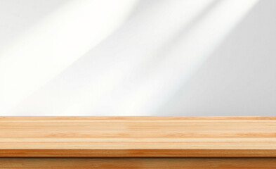 closeup clear wooden studio background white background with window shadow