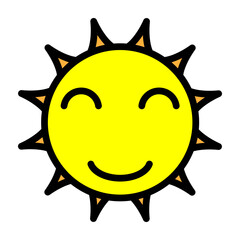 Happy Sunshine Vector Filled Icon Design