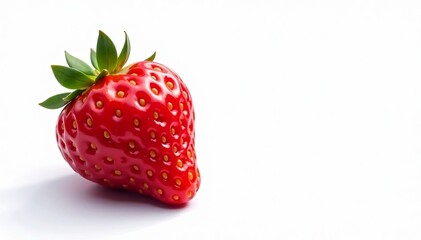 Realistic digital painting of a ripe strawberry on a white background, fresh, sweet