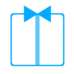 シンプルなリボンつきの一本線のフレーム　水色