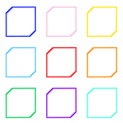 両角をテープで止めた中が白い四角い2色のフレーム9個セット