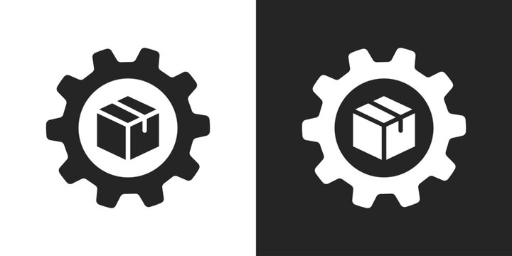 Delivery process sign black and white icon vector design