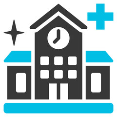 School Health Glyph Blue Grey Icon