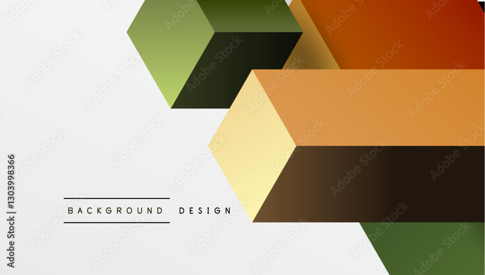 Poster Sleek abstract design featuring isometric 3D blocks in a clean, modern composition. Perfect for tech-inspired themes, with vibrant colors and geometric precision