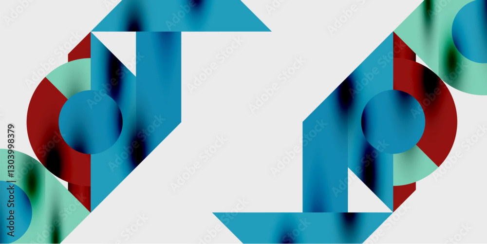 Aufkleber Modern abstract background featuring circles, lines, and triangles in a dynamic geometric composition. Perfect for stylish, tech, or creative-themed designs