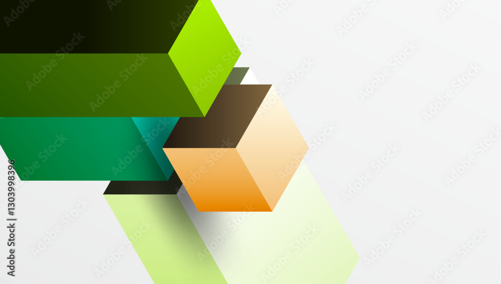 Poster Sleek abstract design featuring isometric 3D blocks in a clean, modern composition. Perfect for tech-inspired themes, with vibrant colors and geometric precision