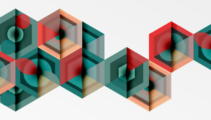 Hexagons, diamonds pattern. Geometric repeating hexagon background