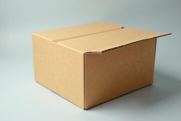 Sleek flat-pack cardboard box, ready to assemble , online shopping, packaging, mockup