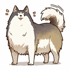 Obraz premium Cute chibi style cartoon dog with fluffy fur and happy expression