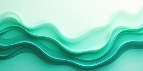 Abstract Aqua Green Waves Serene Undulating Layers of Pastel Teal and Mint Green Hues Creating a Tranquil Background