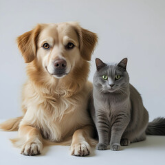 Fototapeta premium Phoenix 10 a serene dog with a calm cat sitting beside