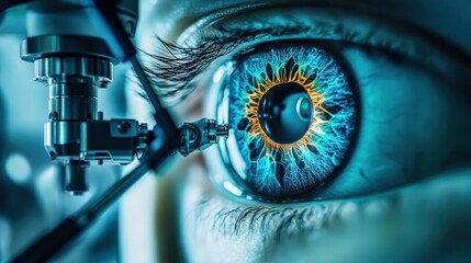 A miniature robotic device treating a damaged human retina in a futuristic clinical setting
