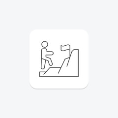 Climb Mountain thinline icon, vector, pixel perfect, illustrator file