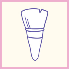 Hand-drawn doodle of a paintbrush with bristles, depicted in a minimalist and cartoon style with pastel colors, symbolizing creativity and art, Vector Illustration