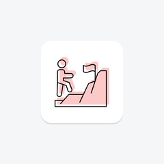 Climb Mountain color shadow thinline icon, vector, pixel perfect, illustrator file