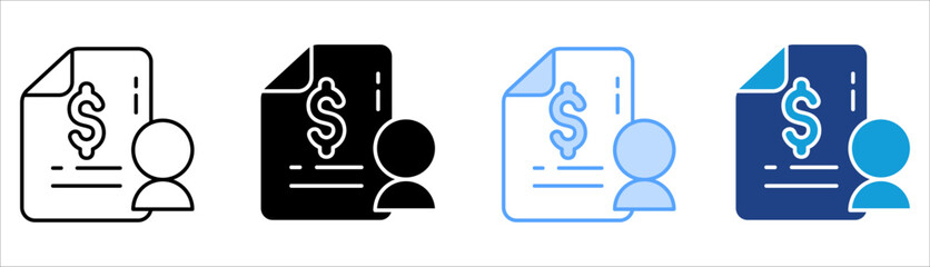 Salary Icon Set Multiple Style Collection