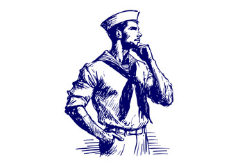 Sailor hand drawn sketch illustration vector