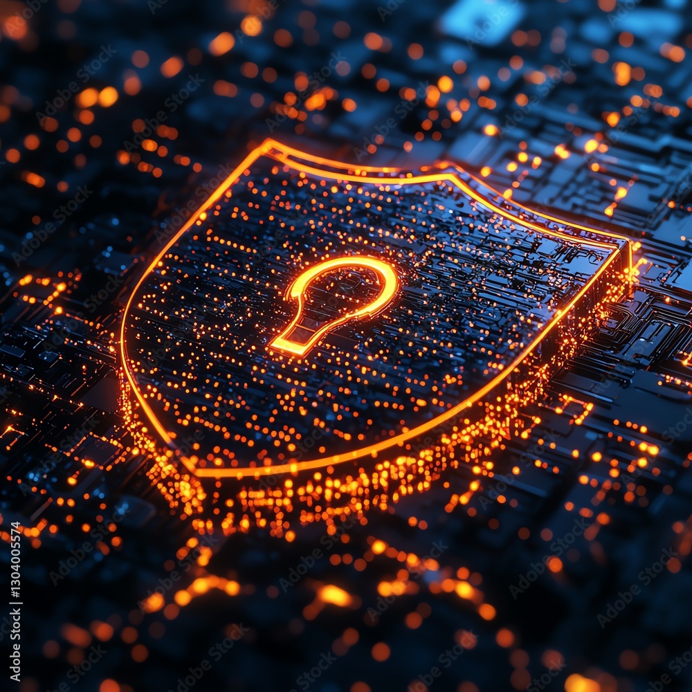 Aufkleber digital data protection, it security concept, secure data transfer, encryption algorithms, glowing f
