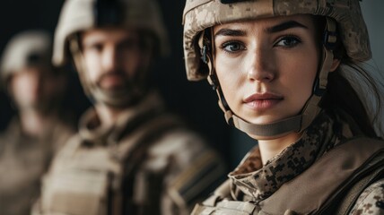 Fototapeta premium Military personnel preparing for deployment training center photography indoors close-up courage and commitment