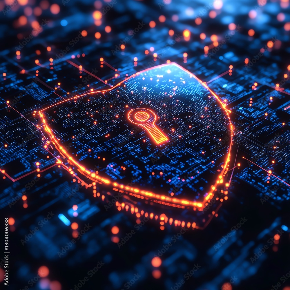 Poster it security, digital encryption shield, secure network, glowing data streams, advanced data protecti