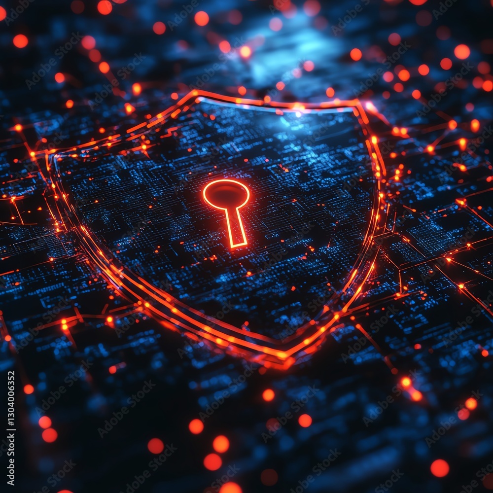 Poster it security, digital encryption shield, secure network, glowing data streams, advanced data protecti