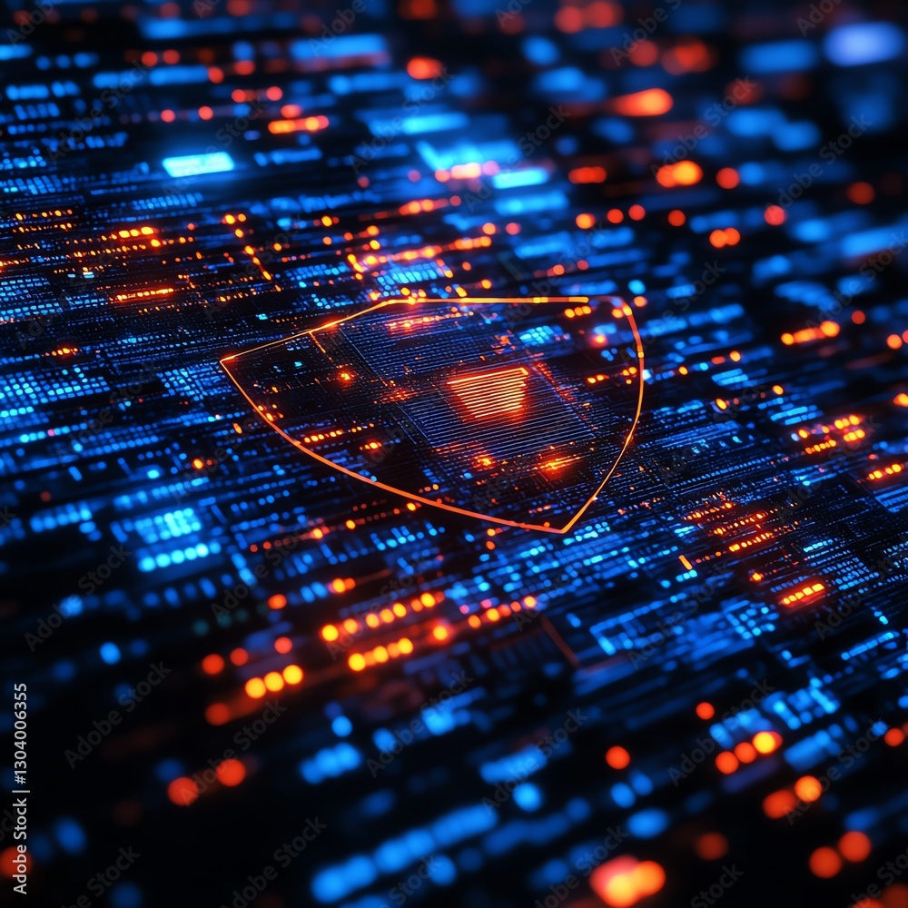 Poster it security, digital encryption shield, secure network, glowing data streams, advanced data protecti