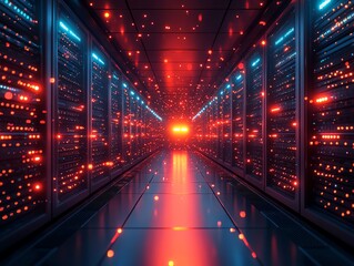 IT security concept, encrypted data communication, secure server protection, firewall defense, glowing tech patterns, cyber attack protection