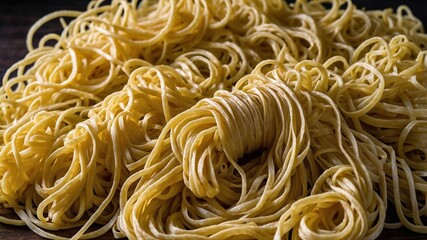 A close-up of neatly bundled noodles. It shows delicate texture and smooth surface. Generative AI.