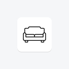 Couch line icon, vector, pixel perfect, illustrator file