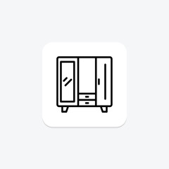 Wardrobe Closet line icon, vector, pixel perfect, illustrator file