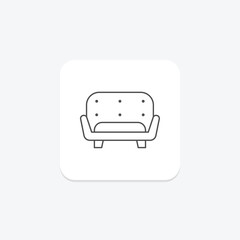 Sofa thinline icon, vector, pixel perfect, illustrator file