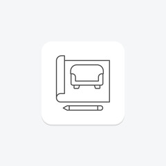 Obraz premium Interior Design thinline icon, vector, pixel perfect, illustrator file