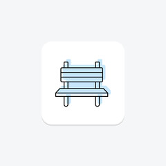 Bench color shadow thinline icon, vector, pixel perfect, illustrator file