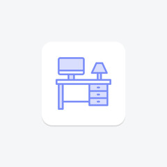 Desk duotone line icon, vector, pixel perfect, illustrator file