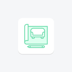 Fototapeta premium Interior Design duotone line icon, vector, pixel perfect, illustrator file