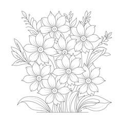 Floral printable outline coloring pages line art drawing