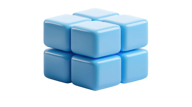 Fototapeta Striking stack of vibrant blue cubes, a study in geometry, balance and color