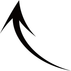 black curved arrow pointing upwards, isolated on white background, ideal for business presentations, infographics, marketing materials, and navigation graphics