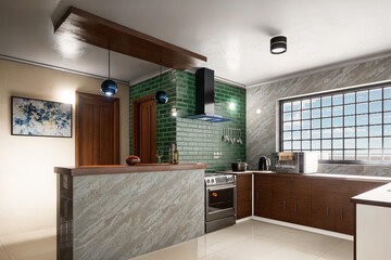 Kitchen Interior Architectural 3D Render