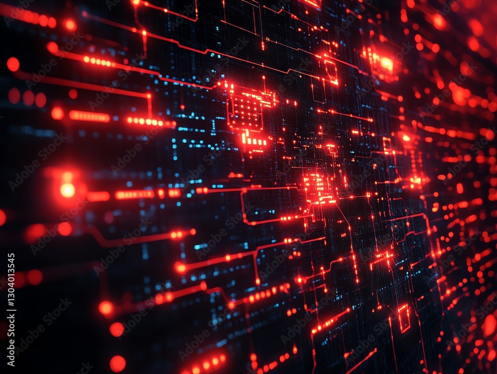 Leinwandbilder abstract network nodes interconnected, automated threat detection system, digital security concept, 