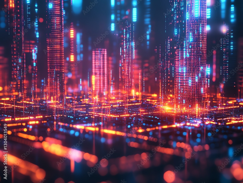 Aufkleber Abstract network nodes interconnected, automated threat detection system, digital security concept, glowing lines, cyber defense theme, modern tech art
