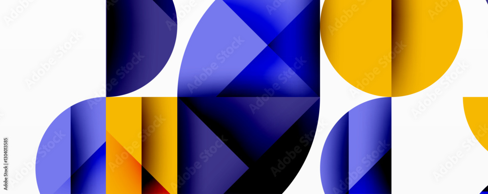 Aufkleber Abstract geometric background with layered gradient shapes forming dynamic patterns. Overlapping semi circles and triangles create depth and contrast