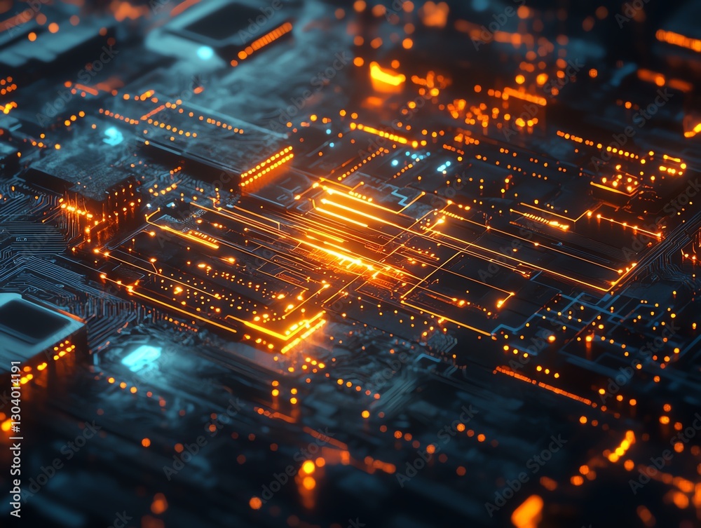 Poster Digital network nodes and connections, automated threat detection, cybersecurity visualization, glowing data flow, modern hightech security design