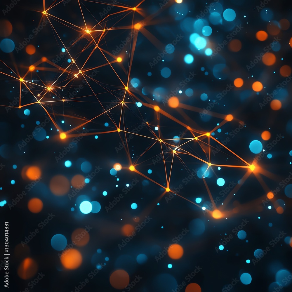 Leinwandbilder futuristic network of nodes and connections, symbolizing realtime automated threat detection, cybers