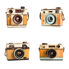 An element set of, Classic Capture Vintage Instant Camera with Retro Design Transparent PNG,

