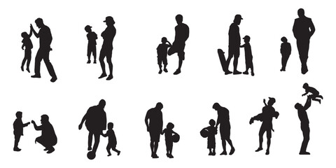 vector silhouette of father and son