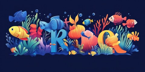 Obraz premium Colorful underwater scene with vibrant fish swimming amongst the coral