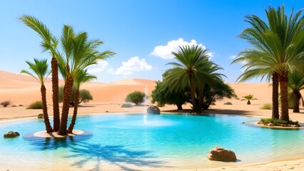Fototapeta premium swimming pool with palm trees